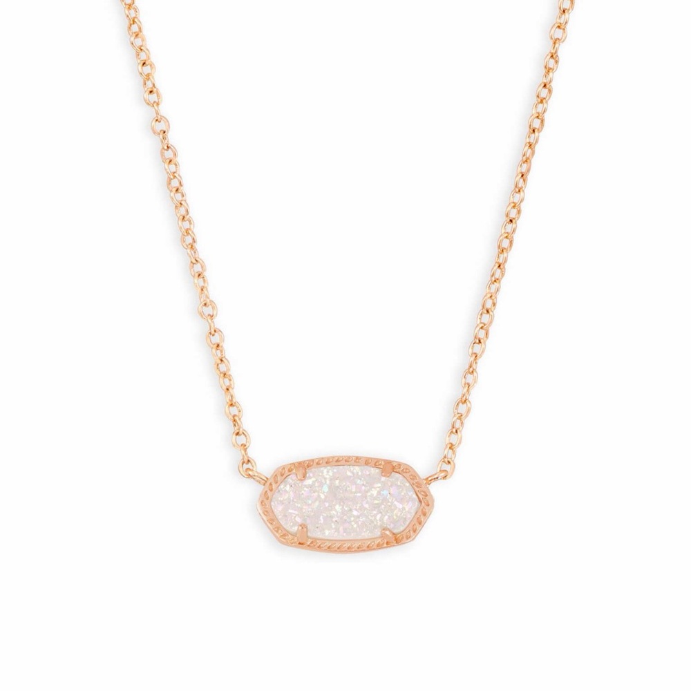 Kendra Scott Rose Gold Elisa Pendant Necklace with Drusy